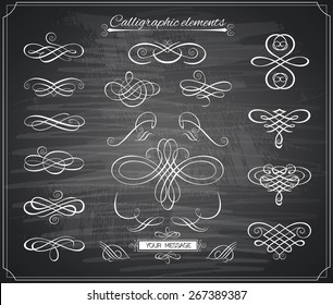 Calligraphic design elements and page decoration. Vector set