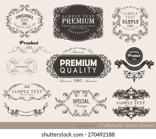 calligraphic design elements and page decoration/ vector set