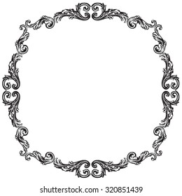 Calligraphic design elements: page decoration, Premium Quality and Satisfaction Guarantee Label, antique and baroque frames. Black and wight graphic style.