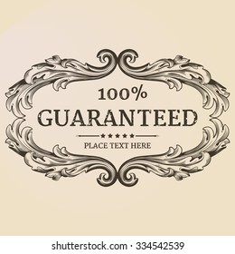 calligraphic design elements: page decoration, Guarantee Label, antique and baroque frames | vintage