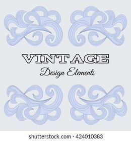 Calligraphic design elements and page decoration. Blue Vintage floral elements. Vector decorative design elements.
