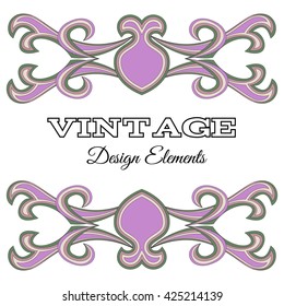 Calligraphic design elements and page decoration. Purple Vintage floral elements for design. Vector decorative design elements.
