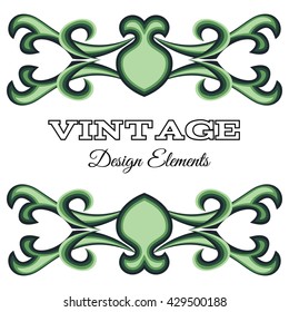 Calligraphic design elements and page decoration. Green Vintage floral elements for design. Vector decorative design elements.
