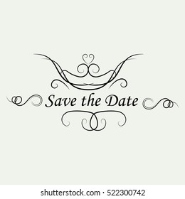 Calligraphic design elements and page decoration. Wedding, save the date. Filigree vintage divider swirls.
