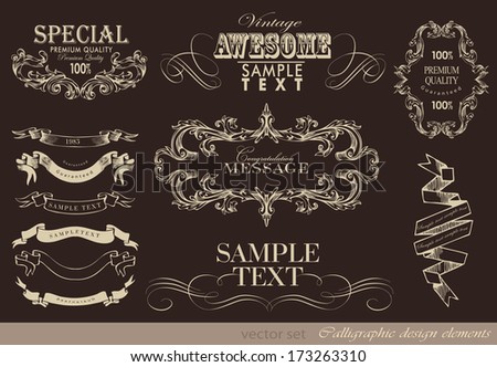 calligraphic design elements and page decoration/ vector set