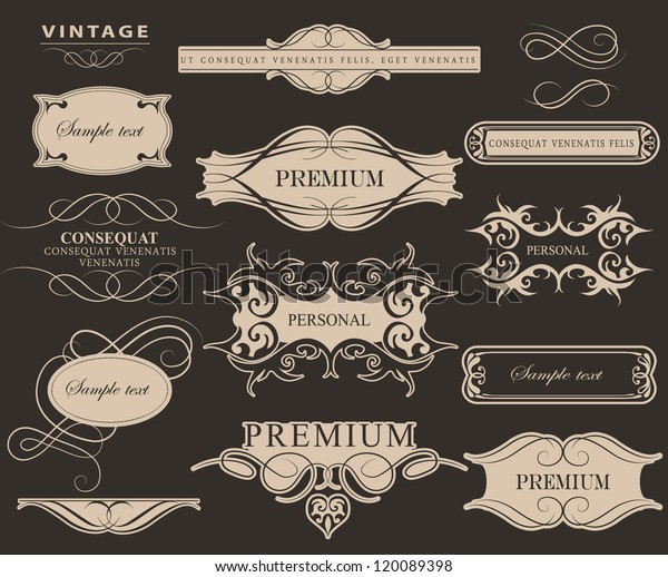 calligraphic design elements, page decoration and\
labels / vector\
set