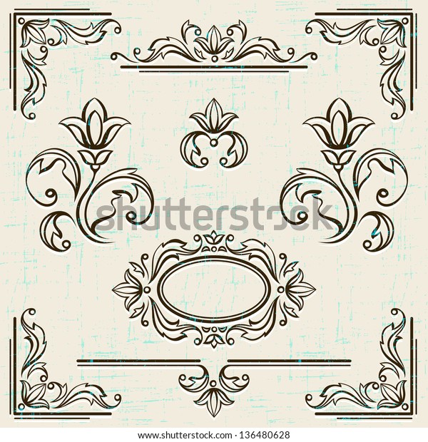 Calligraphic design elements and page decoration\
vintage frames.