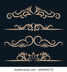 Elementos de diseño caligráfico divisores de páginas. La página de ornamento del divisor ornamenta la ilustración del vector. 