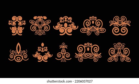 Elementos de diseño caligráfico, separadores de páginas con ornamento tailandés
