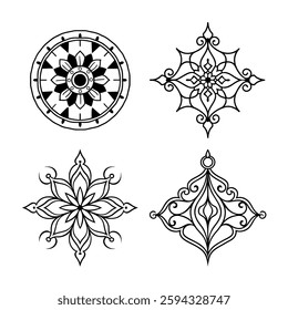 Calligraphic design elements, page dividers with Thai ornament. Divider ornament page, ornate vector illustration