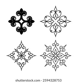 Calligraphic design elements, page dividers with Thai ornament. Divider ornament page, ornate vector illustration