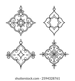 Calligraphic design elements, page dividers with Thai ornament. Divider ornament page, ornate vector illustration