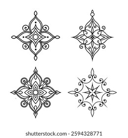 Calligraphic design elements, page dividers with Thai ornament. Divider ornament page, ornate vector illustration