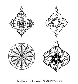 Calligraphic design elements, page dividers with Thai ornament. Divider ornament page, ornate vector illustration