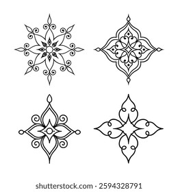 Calligraphic design elements, page dividers with Thai ornament. Divider ornament page, ornate vector illustration
