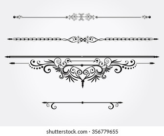 Calligraphic design elements or rule lines.Vector.