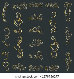 Calligraphic Design Elements. Set Of Curls And Scrolls.