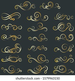Calligraphic Design Elements. Set Of Curls And Scrolls.