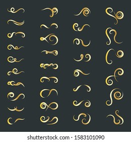 Calligraphic Design Elements. Set Of Curls And Scrolls.
