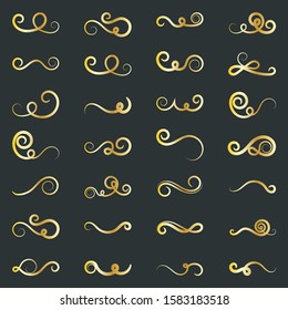Calligraphic Design Elements. Set Of Curls And Scrolls.