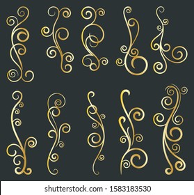 Calligraphic Design Elements. Set Of Curls And Scrolls.