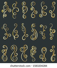 Calligraphic Design Elements. Set Of Curls And Scrolls.