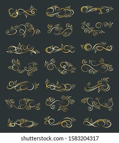 Calligraphic Design Elements. Set Of Curls And Scrolls.