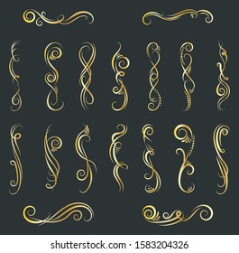 Calligraphic Design Elements. Set Of Curls And Scrolls.