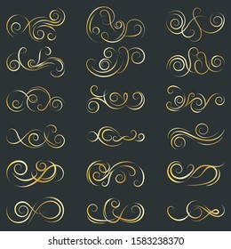 Calligraphic Design Elements. Set Of Curls And Scrolls.