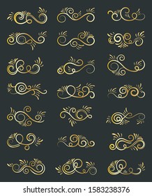 Calligraphic Design Elements. Set Of Curls And Scrolls.