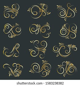 Calligraphic Design Elements. Set Of Curls And Scrolls.