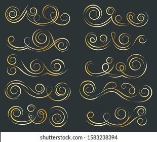 Calligraphic Design Elements. Set Of Curls And Scrolls.