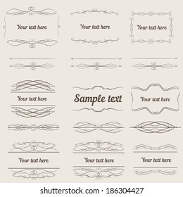 Calligraphic design elements. Set of frameworks. 