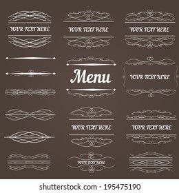 Calligraphic design elements. Set of frameworks.