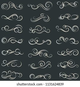 Calligraphic Design Elements. Swirls And Borders. Vector Illustration. 