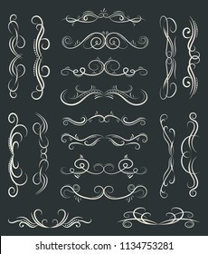 Calligraphic Design Elements. Swirls And Borders. Vector Illustration. 