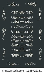 Calligraphic Design Elements. Swirls And Borders. Vector Illustration. 