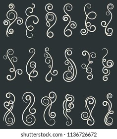 Calligraphic Design Elements. Swirls And Borders. Vector Illustration. 