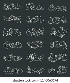 Calligraphic Design Elements. Swirls And Borders. Vector Illustration. 