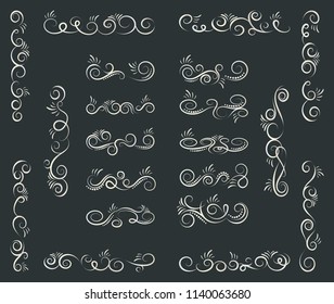 Calligraphic Design Elements. Swirls And Borders. Vector Illustration. 