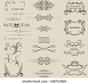 calligraphic design elements vector collection