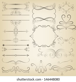 Calligraphic design elements. Vector illustration