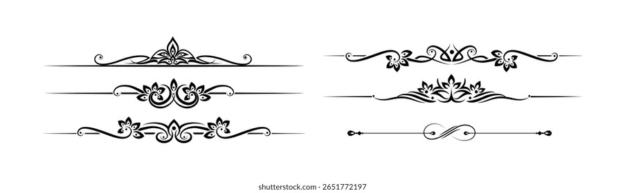 calligraphic design elements vector on black colour