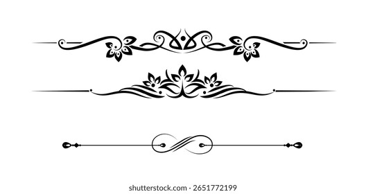 calligraphic design elements vector on black colour