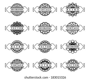 Calligraphic design elements. Vector set of page decorations