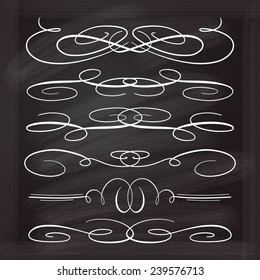 Calligraphic design elements vector set on the blackboard