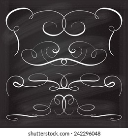 Calligraphic design elements vector set on the blackboard