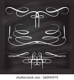 Calligraphic design elements vector set on the blackboard