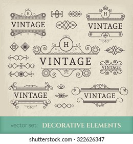 Calligraphic design elements. Vector set of page decorations