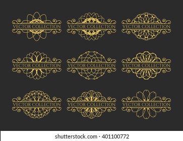 Calligraphic design elements. Vector set of vintage page decorations